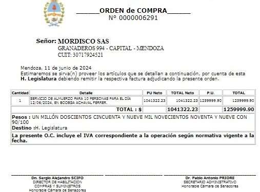 Hebe Casado gastar´casi $1.300.00 en un ágape para diez personas en una bodega de Luján de Cuyo