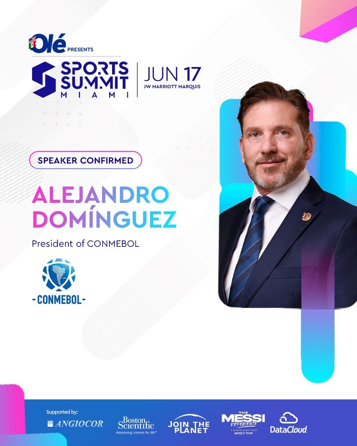 Alejandro Domínguez estará en el Olé Sports Summit de Miami 2024.