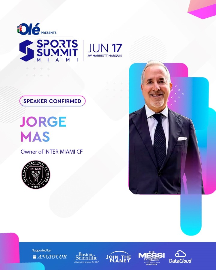 Jorge Mas estará en el Olé Sports Summit de Miami 2024.