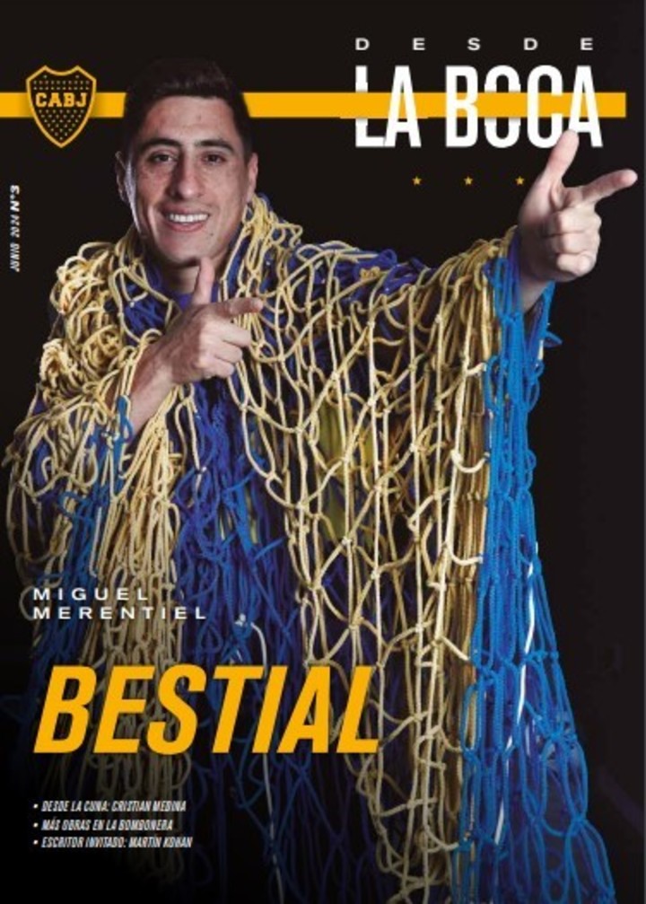 Desde La Boca, la revista oficial del club en la que esta vez el protagonista fue Merentiel.