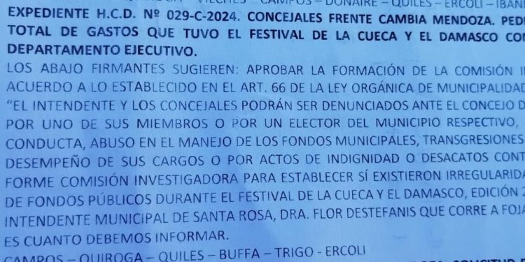 Santa Rosa: forman una comisión investigadora por los polémicos gastos del Festival de la Cueca y el Damasco