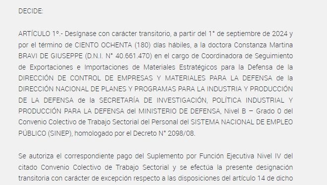 24 horas después de haber sido designada, la mendocina Coti Bravi fue desvinculada del Ministerio de Defensa