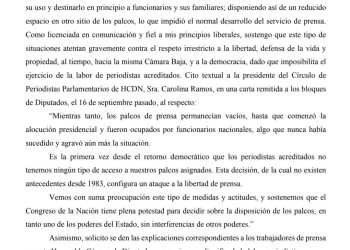 Arrieta pide explicaciones por el “destrato” de Milei a los periodistas acreditados en la Cámara de Diputados