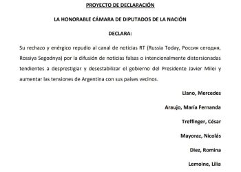 Insólito proyecto de la mendocina Mercedes Llano contra Russia Today por “intentar desestabilizar” a Milei