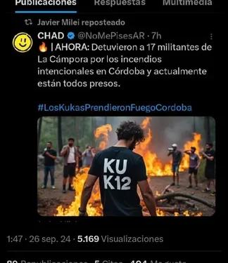 La Cámpora, los incendios en Córdoba y una nueva fake news de Milei