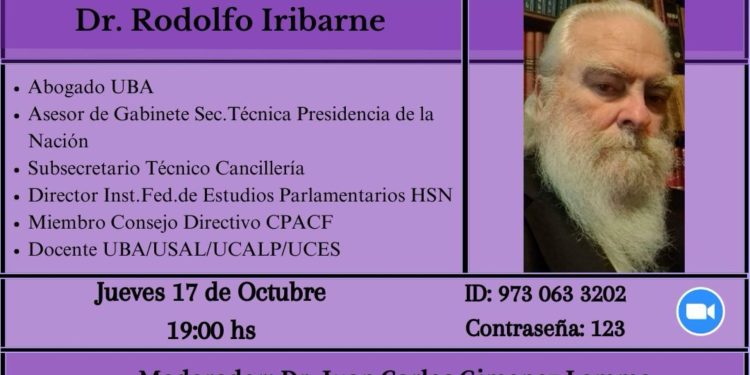 Dia 17 de Octubre: video conferencia del Dr Rodolfo Iribarne sobre el Movimiento Nacional