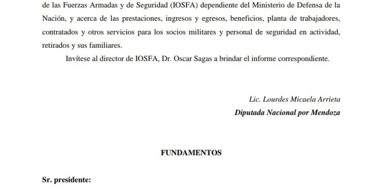 Lourdes Arrieta pide explicaciones al mendocino Oscar Sagas por el supuesto mal funcionamiento de IOSFA