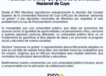 “Personas no gratas”: El PRO Mendoza se sumó a los repudios contra la UNCuyo