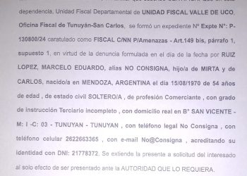 Denunciaron judicialmente al asesor de Seguridad para el Valle de Uco por agredir a un periodista de Tunuyán