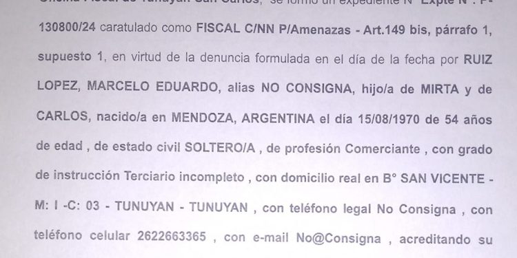 Denunciaron judicialmente al asesor de Seguridad para el Valle de Uco por agredir a un periodista de Tunuyán