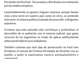 El PJ mendocino criticó el fallo condenatorio contra Cristina Kirchner: “Tratan de proscribir a dirigentes populares”