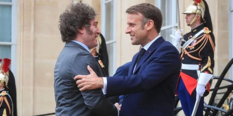 El presidente Javier Milei recibió a Emmanuel Macron en Casa Rosada
