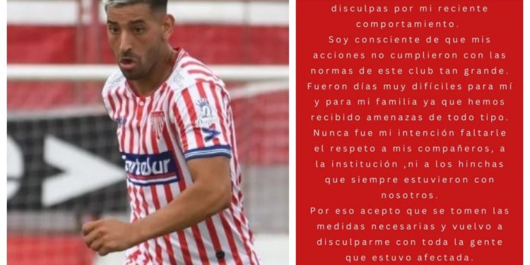 Se disculpó el jugador que fue echado de Los Andes