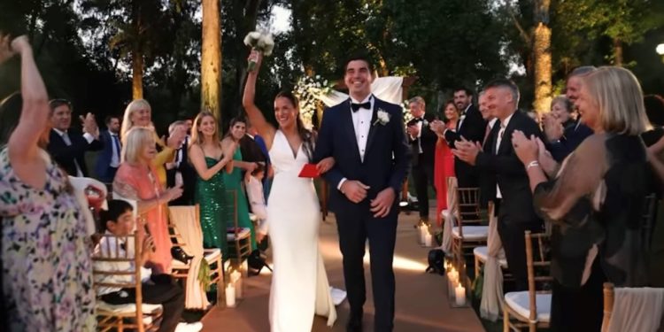 Después de comprometerse en París 2024, se casaron Pablo Simonet y Pilar Campoy