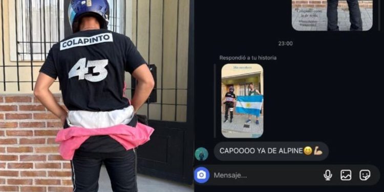 De Concordia a la Fórmula 1: un runner entrerriano se vistió de Colapinto y Franco enloqueció