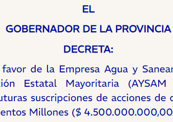 El Gobierno le transfirió $4.500 millones a AySAM para terminar obras presupuestadas en 2024