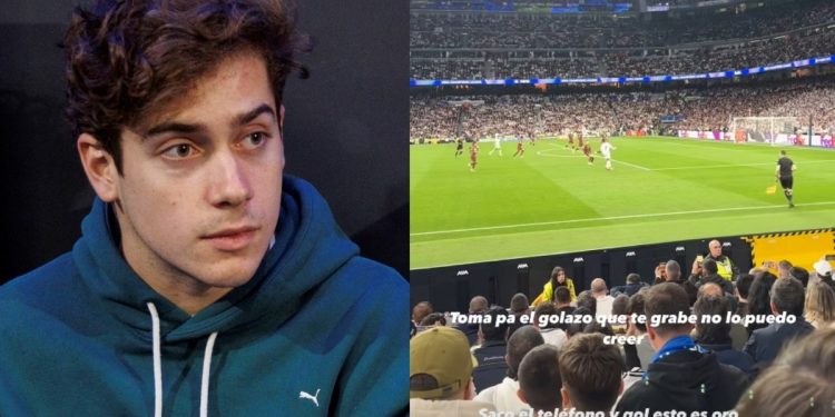 La reacción de Colapinto al tercer gol de Mbappé al City desde el estadio: “No lo puedo creer”