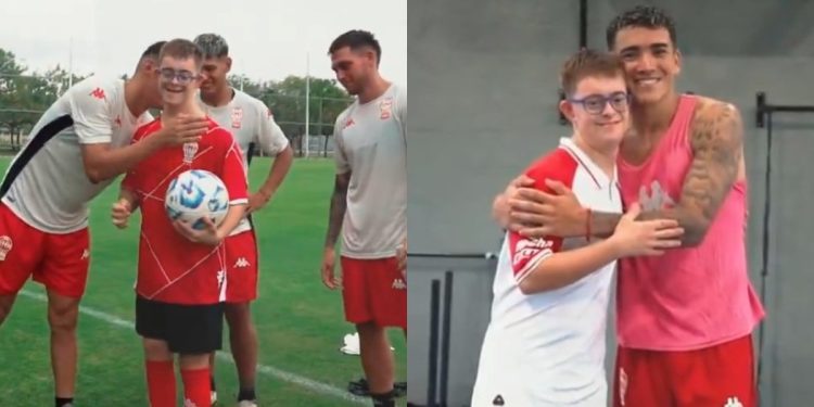 El cariñoso reencuentro de Jero, el joven que arengó a Huracán antes del clásico, con los jugadores