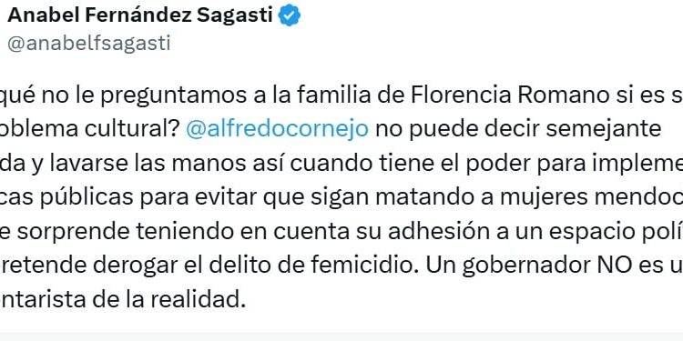 Fernández Sagasti cruzó a Cornejo por los femicidios en Mendoza: “¿Es sólo un problema cultural?”