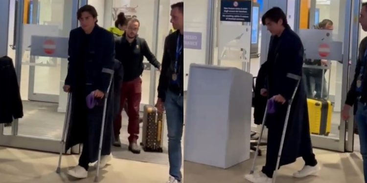 Video: Paulo Dybala regresó a Roma en muletas tras la operación