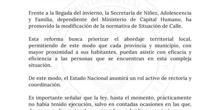 Modificaron la normativa para personas en situación de calle