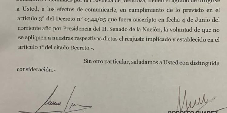 Dos senadores mendocinos pidieron no cobrar el aumento que llevó sus sueldos a $9,5 millones