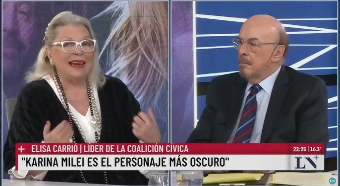Carrió acusa a Milei de consumir pornografia infantil y señala a Karina como “el personaje más oscuro” en TV