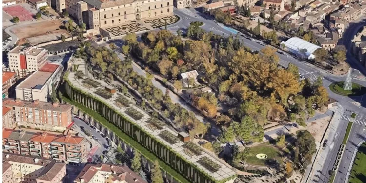 Al aparcamiento del talud del parque de la Vega de Toledo le salen varias novias