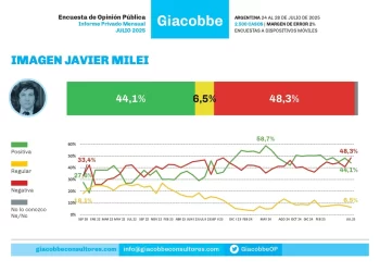 Según una encuesta, la imagen positiva de Milei bajó un 4% el último mes