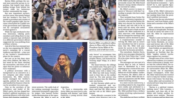 The New York Times: Karina Milei, la “primera hermana” que concentra poder y despierta polémicas
