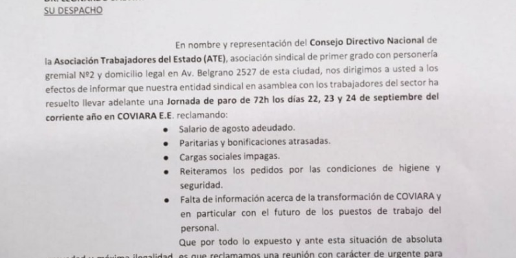Paro y conflicto en Coviara: el nuevo reclamo que deja mal parado a Luis Petri