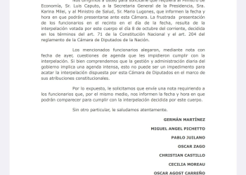 Arrieta no se resigna y elevó una nota a Martín Menem por el “faltazo” de Karina Milei, Caputo y Lugones