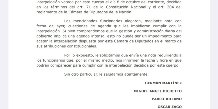 Arrieta no se resigna y elevó una nota a Martín Menem por el “faltazo” de Karina Milei, Caputo y Lugones