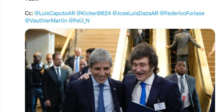 “El mejor de todos los tiempos”: Milei elogió a Caputo por el regreso de Argentina al mercado internacional